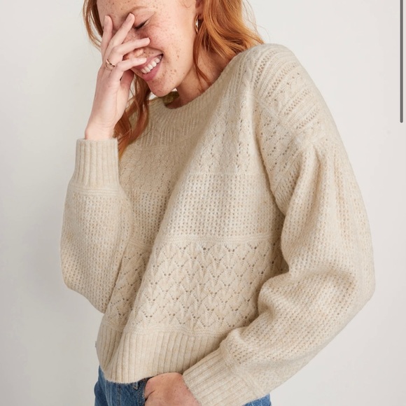 Old Navy cozy plush yarn texture knit pullover sweater nwt medium - Picture 2 of 6